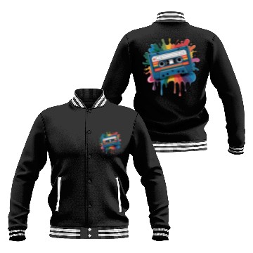 Discover 80s Retro Cassette Splash Classic Cassette Tape Baseball Jackets