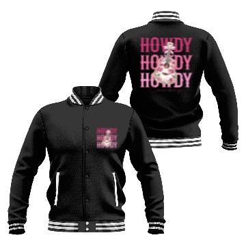 Discover Howdy Howdy Cowboy Pink Guitar Baseball Jackets