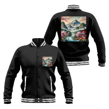 Discover Serene Mount Fuji Landscape Art Print - Japanese C Baseball Jackets