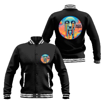 Discover Psychedelic Melting Face with Vibrant Neon Baseball Jackets