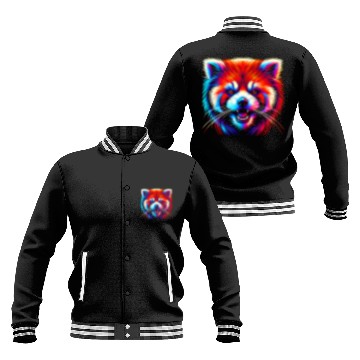 Discover Colorful Red Panda Face – Bold Neon Pop Art Baseball Jackets
