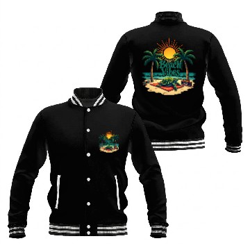 Discover Beach Vibes Turtle Baseball Jackets