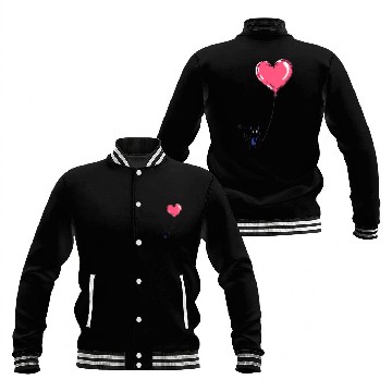 Discover Cat Holding a Heart-Shaped Balloon Baseball Jackets