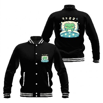 Discover Frog Sleeping In Bed At Night Time Baseball Jackets