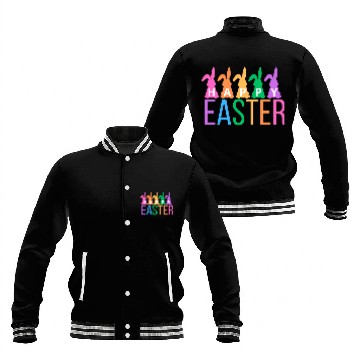 Discover Colorful Easter Bunny Greeting Baseball Jackets
