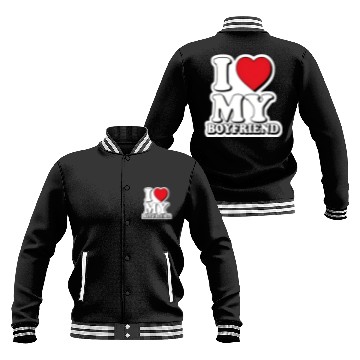 Discover "I Love My Boyfriend" graphic design Baseball Jackets