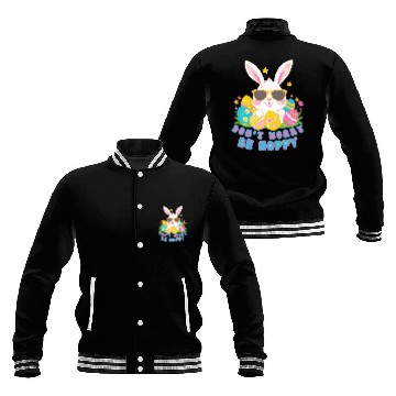 Discover Dont Worry Be Hoppy Easter Bunny eggs Baseball Jackets