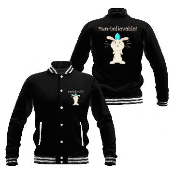Discover Bun-believable Funny Surprised Bunny Easter Egg Baseball Jackets