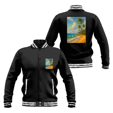 Discover Tropical Serenity – Peaceful Beach Landscape Art Baseball Jackets