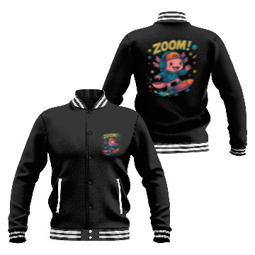 Discover Skater Axolotl in Space Baseball Jackets
