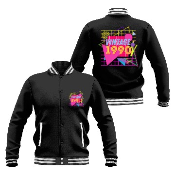 Discover 1990 Birthday Gift Retro Neon 90s Style Baseball Jackets