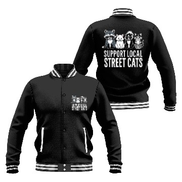 Discover Support Local Street Cats Opossum Raccoon Baseball Jackets
