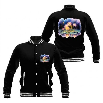 Discover Retro Zen Lotus Firefly Night Baseball Jackets