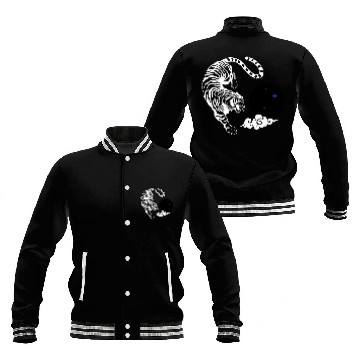 Discover Celestial Pounce: Cosmic Tiger in the Night Baseball Jackets
