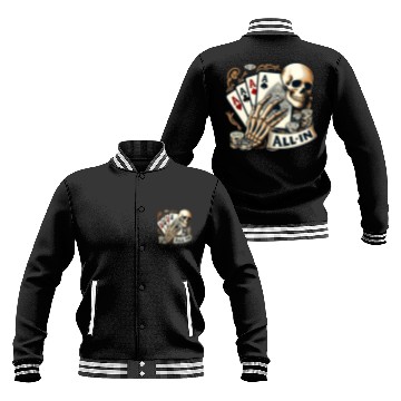 Discover Casino Cards Gambling Skeleton Hand Gothic Baseball Jackets