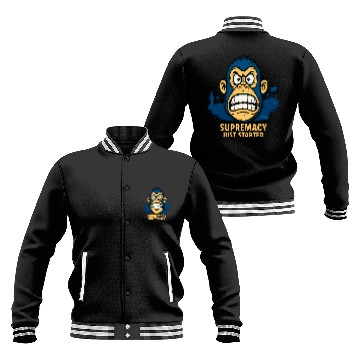 Discover Angry ape cartoon with bold supremacy quote Baseball Jackets