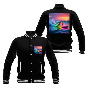 Discover sea turtle design neon turtle Baseball Jackets