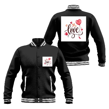 Discover heart shaped balloon with word love Baseball Jackets