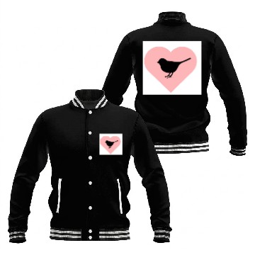 Discover Silhouette Bird Heart Design Baseball Jackets