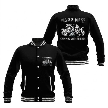 Discover Happiness is Camping With Friends Baseball Jackets