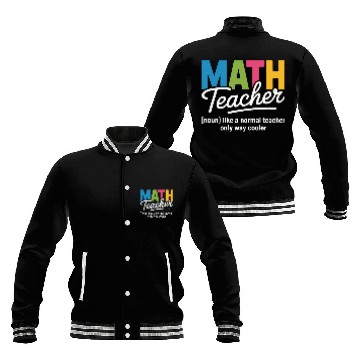 Discover Colorful Math Teacher Illustration Baseball Jackets
