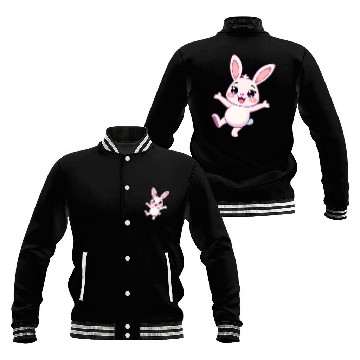 Discover Whimsical Bunny with Sparkling Eyes Baseball Jackets