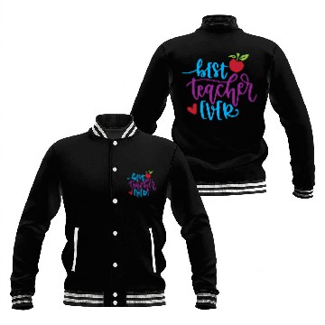Discover Best Teacher Ever – Apple & Heart Design Baseball Jackets
