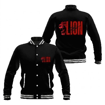 Discover Roaring Lion Emblem with Bold Typography Baseball Jackets