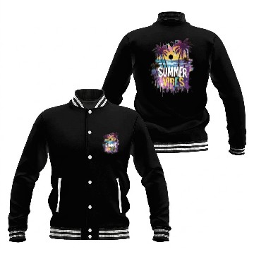 Discover Tropical Sunset Summer Vibes Design Baseball Jackets