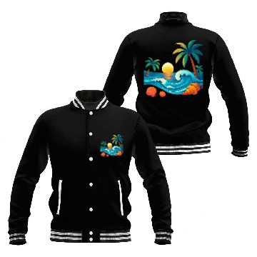 Discover Tropical Sunset Beach Vibes Baseball Jackets