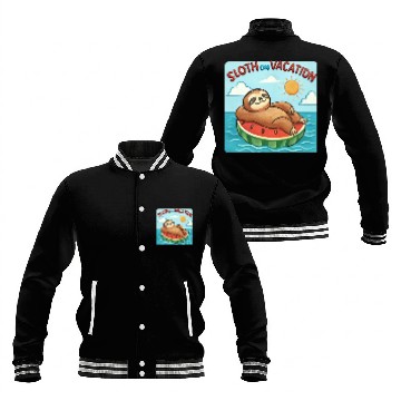 Discover Sloth on Vacation – Watermelon Pool Float Baseball Jackets