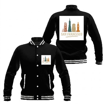 Discover San Francisco Skyline Street Glow Baseball Jackets