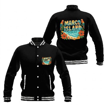 Discover Marco Island Florida Tropical Retro Baseball Jackets