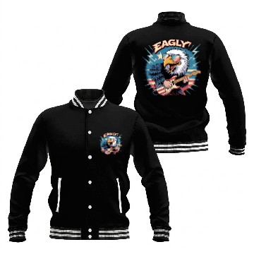 Discover Eagle Rock Star Guitar Illustration Baseball Jackets