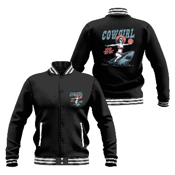 Discover Seaside Cowgirl Shark Adventure retro summer Baseball Jackets