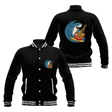 Discover Playful Shark Enjoying Ramen Baseball Jackets