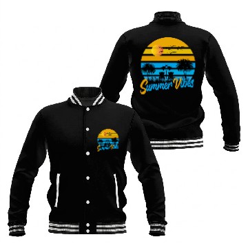 Discover Tropical Summer Vibes Sunset Scene Baseball Jackets