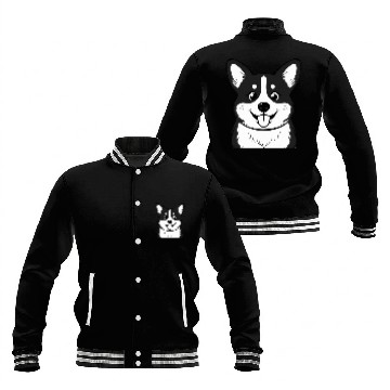 Discover Happy Corgi Face Baseball Jackets
