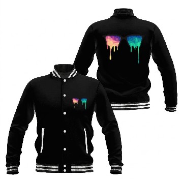 Discover Abstract Psychedelic Nerd Glasses with Color Drops Baseball Jackets