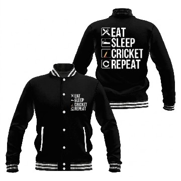 Discover Cricket Player Gift - Eat Sleep Cricket Repeat Baseball Jackets