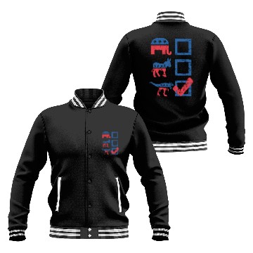 Discover Election Ballot USA Flag Elephant Donkey Dino Gift Baseball Jackets