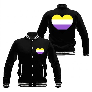 Discover Nonbinary pride flag heart LGBTQ Baseball Jackets