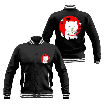 Discover Kawaii Ramen Anime Cat Japanese Manga Baseball Jackets