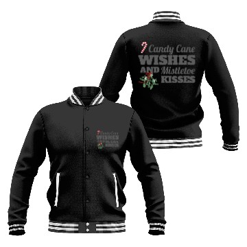 Discover Candy Cane Wishes and Mistletoe Kisses Christmas Baseball Jackets