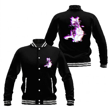 Discover Vaporwave Synthwave Glitch Cat Feline Kitty Baseball Jackets