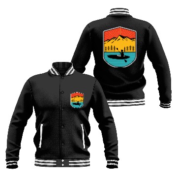 Discover Retro Kayaking Boating Paddling In Lake Tahoe Baseball Jackets