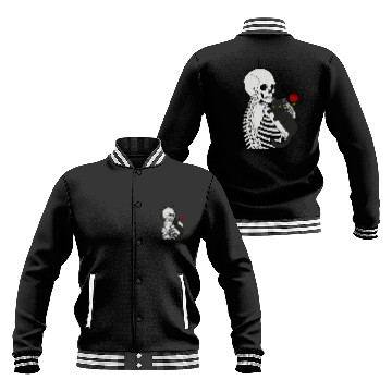 Discover Black Demonic Cat Skeleton Hail Satan Death Metal Baseball Jackets