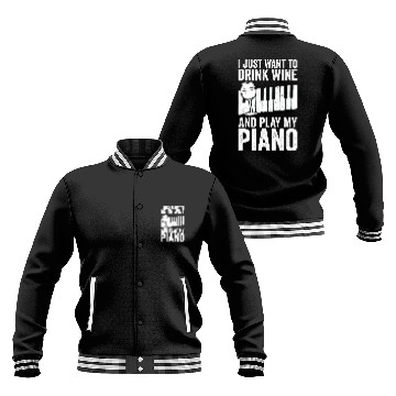 Discover Funny Piano Queen Player Pianist And Wine Lover Baseball Jackets