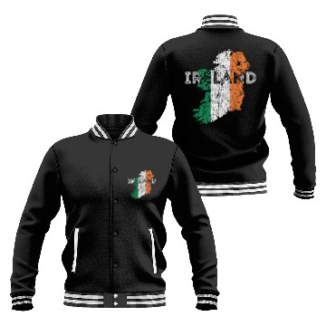 Discover Irish Map And Flag Souvenir Distressed Ireland Baseball Jackets