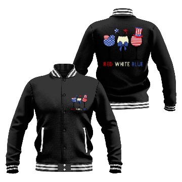 Discover Red White Blue and Cocktails Baseball Jackets